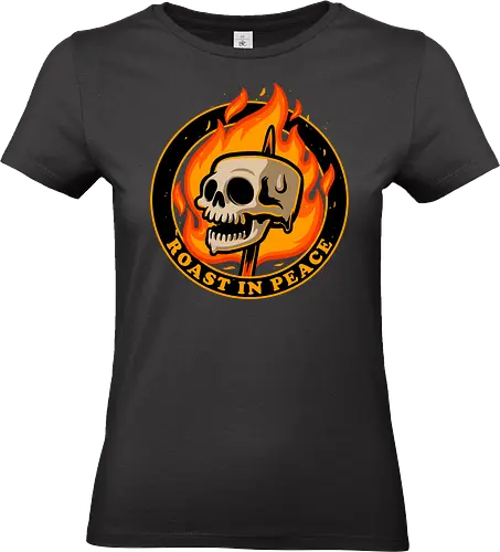 Marshmallow Skull Fire  - smore, autumn, winter, bonfire, chocolate, marshmallow, campfire, nature, camping, adventure, food, skull, skeleton, fire, roast - Standard T-Shirt (Women)