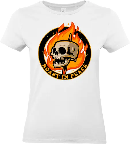 Marshmallow Skull Fire  - smore, autumn, winter, bonfire, chocolate, marshmallow, campfire, nature, camping, adventure, food, skull, skeleton, fire, roast - Standard T-Shirt (Women)