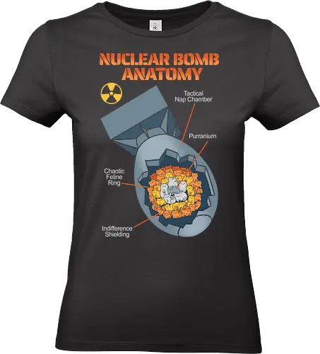 Nuclear Bomb Anatomy Cat Parody - cat, anatomy, animal, atomic, cute, funny, geek, humor, kitty, nerd, nuclear bomb, parody, sarcasm, science, vintage - Standard T-Shirt (Women)