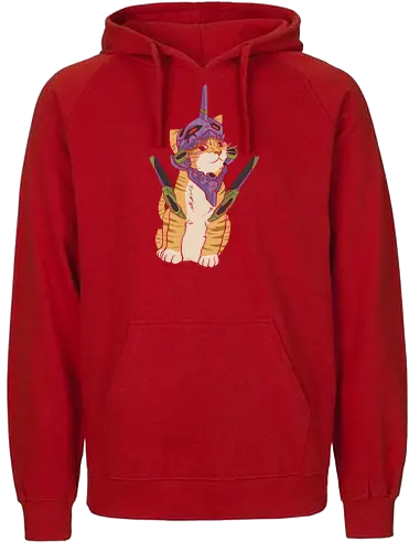 "Mecha Kitty" Neon Genesis Cat - otaku cat lover gift, minimalist anime graphic tee, mecha helmet cat apparel, retro sci-fi anime clothing, cute mecha pilot shirt, mecha kitty shirt, evangelion cat t-shirt, purple mecha cat design, neon genesis feline apparel, unit 01 cat graphic tee, anime cat pilot clothing, ginger tabby mecha art, kawaii mecha streetwear, giant robot cat shirt, purple and green anime top, sci-fi kitten t-shirt, japanese animation cat merch, futuristic feline streetwear, edgy anime cat design - Fairtrade Hoodie