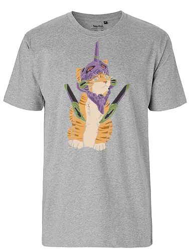 "Mecha Kitty" Neon Genesis Cat - otaku cat lover gift, minimalist anime graphic tee, mecha helmet cat apparel, retro sci-fi anime clothing, cute mecha pilot shirt, mecha kitty shirt, evangelion cat t-shirt, purple mecha cat design, neon genesis feline apparel, unit 01 cat graphic tee, anime cat pilot clothing, ginger tabby mecha art, kawaii mecha streetwear, giant robot cat shirt, purple and green anime top, sci-fi kitten t-shirt, japanese animation cat merch, futuristic feline streetwear, edgy anime cat design - Fairtrade T-Shirt
