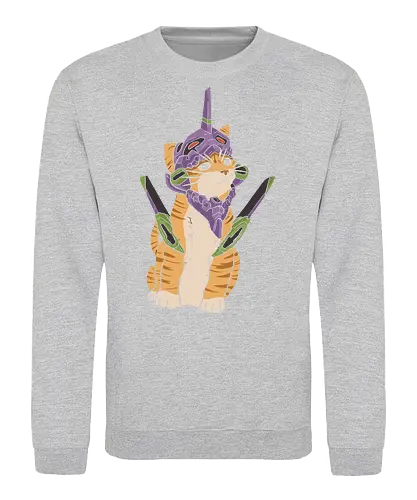"Mecha Kitty" Neon Genesis Cat - otaku cat lover gift, minimalist anime graphic tee, mecha helmet cat apparel, retro sci-fi anime clothing, cute mecha pilot shirt, mecha kitty shirt, evangelion cat t-shirt, purple mecha cat design, neon genesis feline apparel, unit 01 cat graphic tee, anime cat pilot clothing, ginger tabby mecha art, kawaii mecha streetwear, giant robot cat shirt, purple and green anime top, sci-fi kitten t-shirt, japanese animation cat merch, futuristic feline streetwear, edgy anime cat design - Sweatshirt