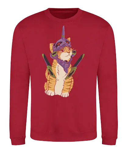"Mecha Kitty" Neon Genesis Cat - otaku cat lover gift, minimalist anime graphic tee, mecha helmet cat apparel, retro sci-fi anime clothing, cute mecha pilot shirt, mecha kitty shirt, evangelion cat t-shirt, purple mecha cat design, neon genesis feline apparel, unit 01 cat graphic tee, anime cat pilot clothing, ginger tabby mecha art, kawaii mecha streetwear, giant robot cat shirt, purple and green anime top, sci-fi kitten t-shirt, japanese animation cat merch, futuristic feline streetwear, edgy anime cat design - Sweatshirt