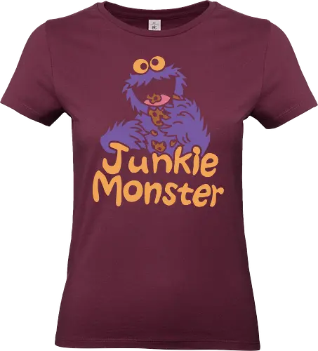 Junkie Monster - streetwear for snackers, bold cartoon monster top, vibrant purple graphic shirt, funny gift for cookie lovers, irreverent nostalgia apparel, wacky monster t-shirt, junkie monster shirt, hungry purple monster t-shirt, cookie addict graphic tee, funny parody apparel, purple furred creature design, cookie monster parody clothing, humorous snack lover shirt, retro cartoon aesthetic top, edgy pop culture streetwear, purple and orange graphic tee, frantic monster art, cookie cravings t-shirt, unique character illustration merch - Standard T-Shirt (Women)