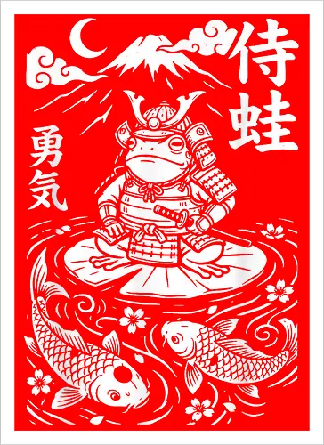 Samurai Frosch Anime Krieger Katana Japan