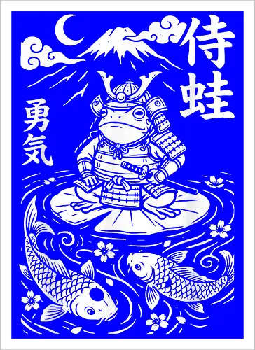 Samurai Frosch Anime Krieger Katana Japan