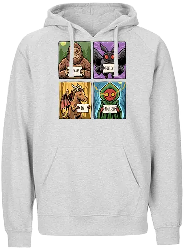Always Believe In Yourself - believe in yourself, believe, bigfoot, cryptid, flatwoods, funny, jersey devil, monster, mothman, motivation, motivational, sasquatch, science fiction, ufo, west virginia - Fairtrade Hoodie