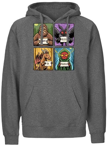 Always Believe In Yourself - believe in yourself, believe, bigfoot, cryptid, flatwoods, funny, jersey devil, monster, mothman, motivation, motivational, sasquatch, science fiction, ufo, west virginia - Fairtrade Hoodie