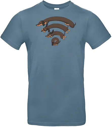 Dachshund Connection - dachshund, connection, dachshund dad, dachshund dog, dachshund funny, doxie, geek, humor, internet, meme, sausage dog, signal, technology, wiener dog, wifi - Standard T-Shirt