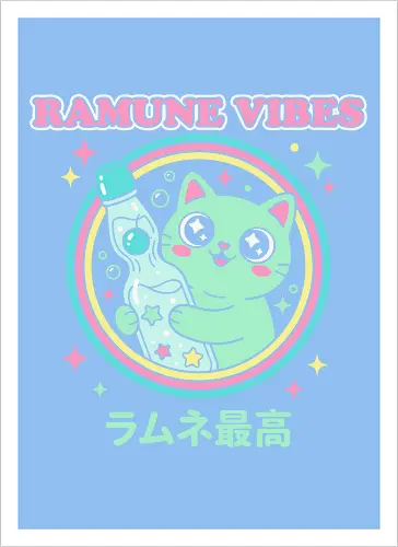 Kawaii Mint Cat Retro Japanese Soda Graphic