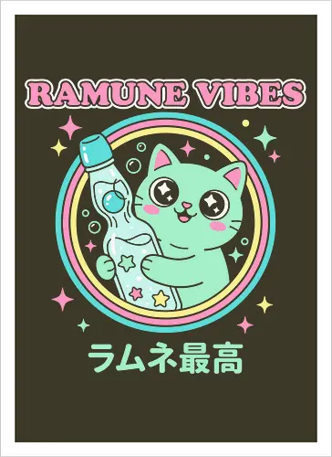 Kawaii Mint Cat Retro Japanese Soda Graphic