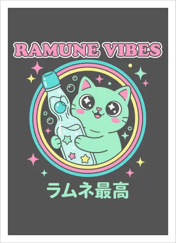 Kawaii Mint Cat Retro Japanese Soda Graphic