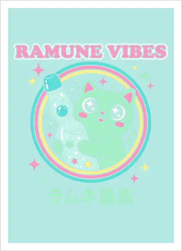 Kawaii Mint Cat Retro Japanese Soda Graphic
