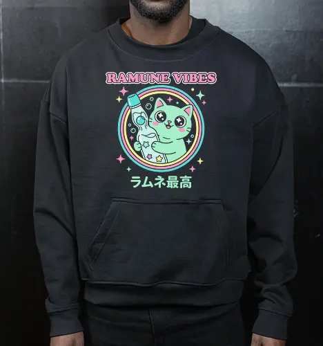 Kawaii Mint Cat Retro Japanese Soda Graphic