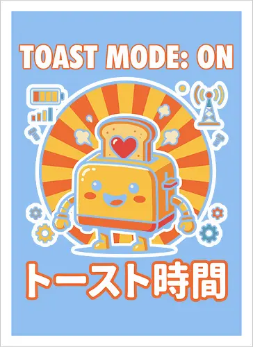 Toast Mode: On Kawaii Toaster Robot Retro Japanese Graphic