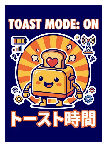 Toast Mode: On Kawaii Toaster Robot Retro Japanese Graphic