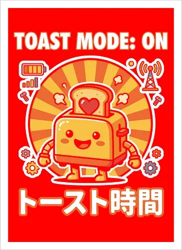 Toast Mode: On Kawaii Toaster Robot Retro Japanese Graphic