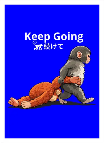 Keep Going Monkey Motivation Retro Japanese Graphic