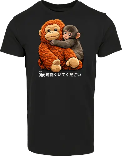 "Stay Cute" Adorable Baby Monkey Hug Retro Japanese Graphic