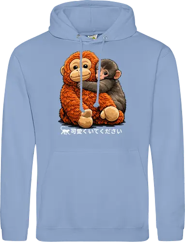 "Stay Cute" Adorable Baby Monkey Hug Retro Japanese Graphic