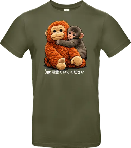 "Stay Cute" Adorable Baby Monkey Hug Retro Japanese Graphic