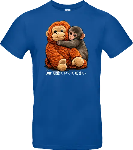 "Stay Cute" Adorable Baby Monkey Hug Retro Japanese Graphic