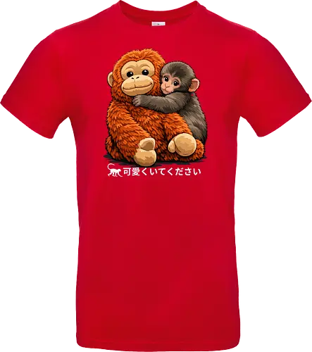 "Stay Cute" Adorable Baby Monkey Hug Retro Japanese Graphic