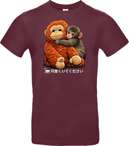 "Stay Cute" Adorable Baby Monkey Hug Retro Japanese Graphic