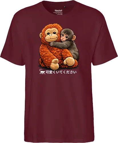 "Stay Cute" Adorable Baby Monkey Hug Retro Japanese Graphic