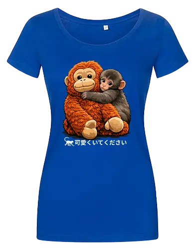 "Stay Cute" Adorable Baby Monkey Hug Retro Japanese Graphic