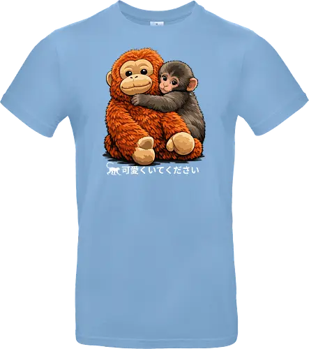 "Stay Cute" Adorable Baby Monkey Hug Retro Japanese Graphic