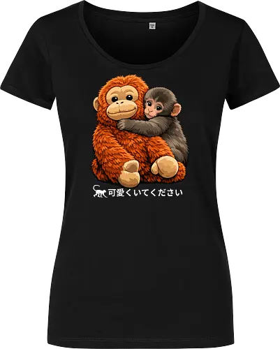 "Stay Cute" Adorable Baby Monkey Hug Retro Japanese Graphic