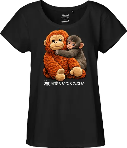 "Stay Cute" Adorable Baby Monkey Hug Retro Japanese Graphic
