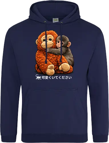 "Stay Cute" Adorable Baby Monkey Hug Retro Japanese Graphic