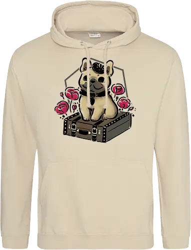 French Bulldog on Vintage Travel Suitcase