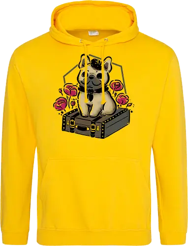 French Bulldog on Vintage Travel Suitcase