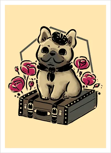 French Bulldog on Vintage Travel Suitcase