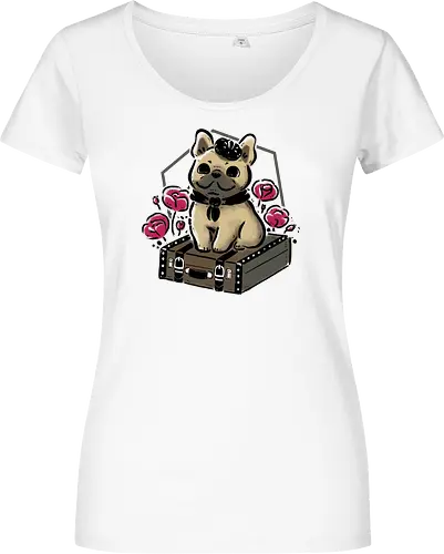 French Bulldog on Vintage Travel Suitcase