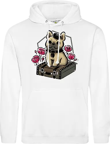 French Bulldog on Vintage Travel Suitcase