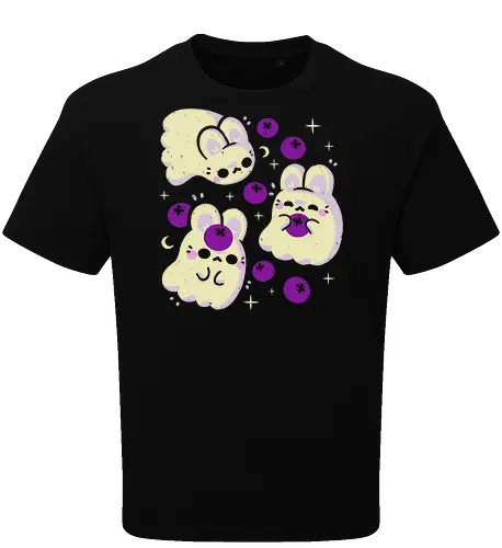 Cute Bunny Ghosts and Blueberries
