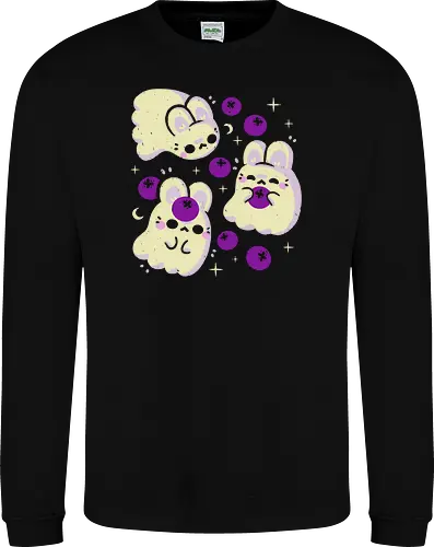 Cute Bunny Ghosts and Blueberries