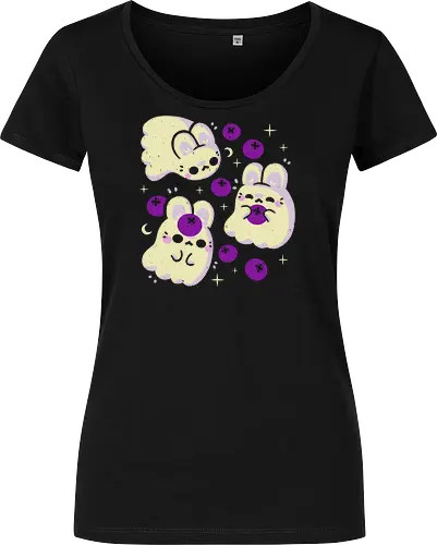 Cute Bunny Ghosts and Blueberries