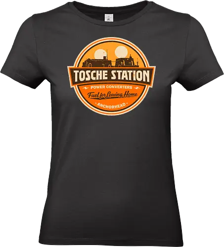 Retro SciFi Fuel Station Badge - sci fi, 70s, 80s, childhood, fuel, geek, generation x, movie fan, nerd, nostalgia, retro, science fiction, space, space opera, vintage - Standard T-Shirt (Women)