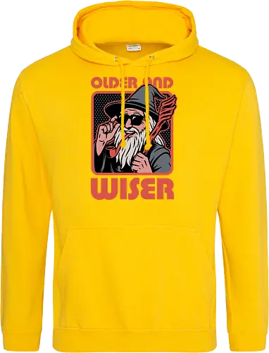 Old Wise Wizard Pop Art - Middle Age, Middle Earth, Grey, Cool, Wiser, Wise, Older, Old, Adventure, Fantasy, Books, Book, Bookworm, Retro, Retro Vintage, Vintage, Medieval, Magic, Magical, Wizard Hat, Wizard, Pop Culture Wizard, Witchcraft, Sorcery, Sorcerer, Fun, Funny, Meme - Standard Hoodie