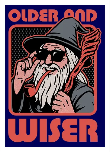 Old Wise Wizard Pop Art - Middle Age, Middle Earth, Grey, Cool, Wiser, Wise, Older, Old, Adventure, Fantasy, Books, Book, Bookworm, Retro, Retro Vintage, Vintage, Medieval, Magic, Magical, Wizard Hat, Wizard, Pop Culture Wizard, Witchcraft, Sorcery, Sorcerer, Fun, Funny, Meme - Artprint