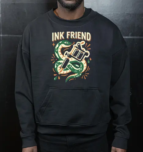 "Ink Friend" Traditional Snake & Tattoo Machine Graphic