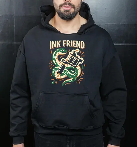 "Ink Friend" Traditional Snake & Tattoo Machine Graphic