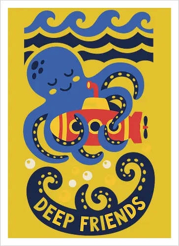 "Deep Friends" Cute Octopus