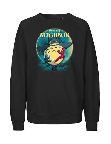 Punch Hug Neighbor - punch monkey, baby monkey, punch the monkey, monkey lover, monkey punch, Japanese macaque, macaque, baby punch, punch Japan, punch the macaque, punch monkey Japan, baby punch monkey, lonely monkey, heart, punch, sad monkey, cute animal, cute monkey, my neighbor totoro - Fairtrade Sweatshirt