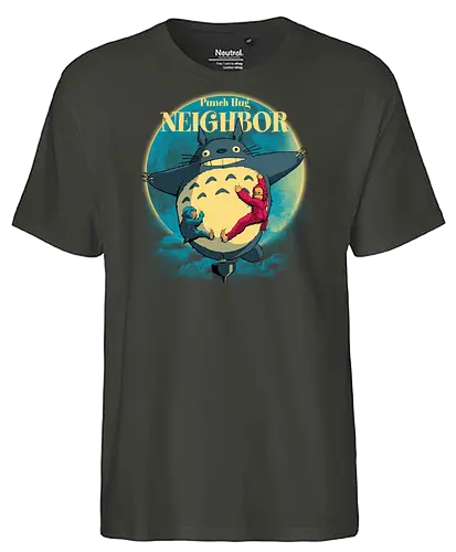 Punch Hug Neighbor - punch monkey, baby monkey, punch the monkey, monkey lover, monkey punch, Japanese macaque, macaque, baby punch, punch Japan, punch the macaque, punch monkey Japan, baby punch monkey, lonely monkey, heart, punch, sad monkey, cute animal, cute monkey, my neighbor totoro - Fairtrade T-Shirt